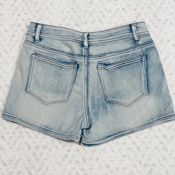 Rue 21 Bleached Acid Wash Denim Shorts Womens Size 7 Blue Jean Stretch Festival - Picture 3 of 9